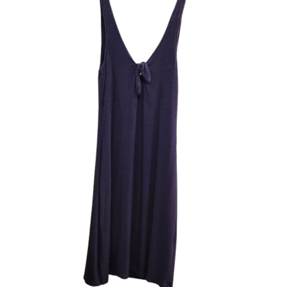 Cupcakes & Cashmere Blue Ribbed Knit Tie-Front Dress (Size S)